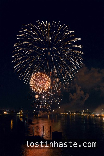 Fireworks viewed from the River.